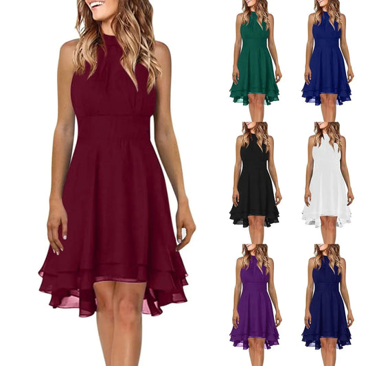 Chic Layered Halter Chiffon Dress - Ricks Fashion