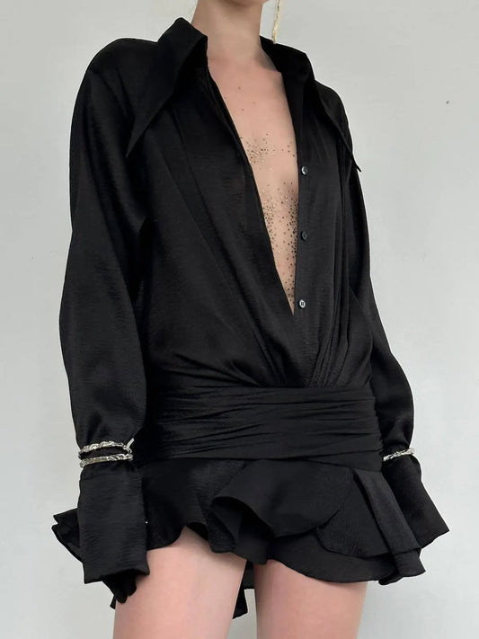 Lotus Leaf Shirt Dress Women - Ricks Fashion